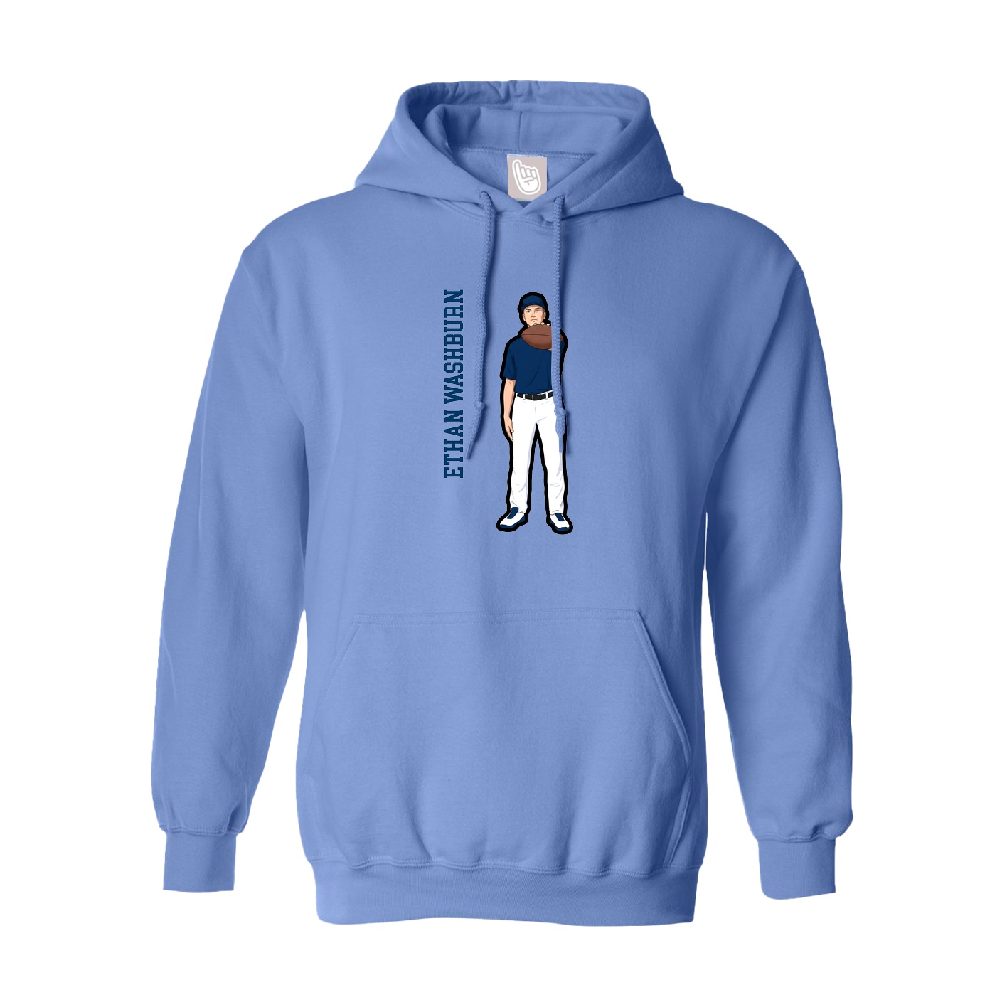 Hoodie — Name Vertical in Powder Blue