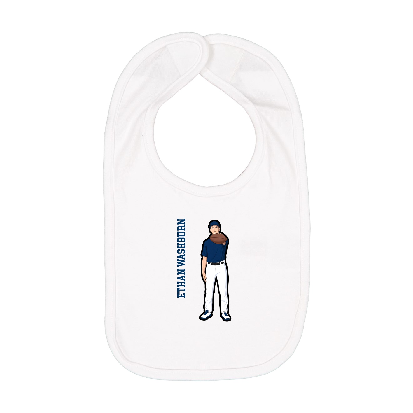 Infant Bib — Name Vertical in White