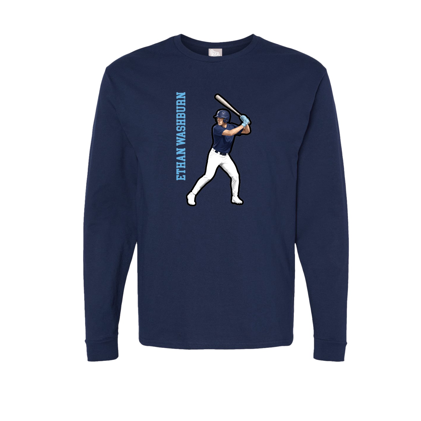 Long Sleeve Tee — Name Vertical in Navy