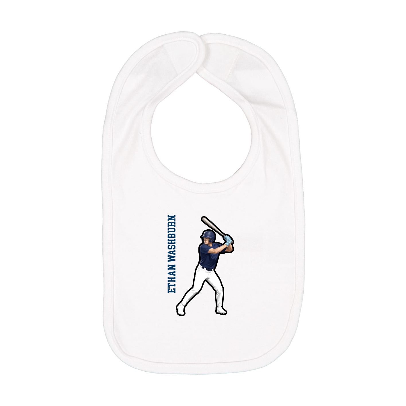 Infant Bib — Name Vertical in White