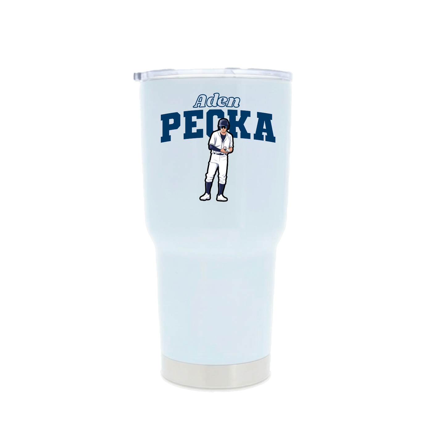 30oz Stainless Steel Tumbler — Name Arch in White