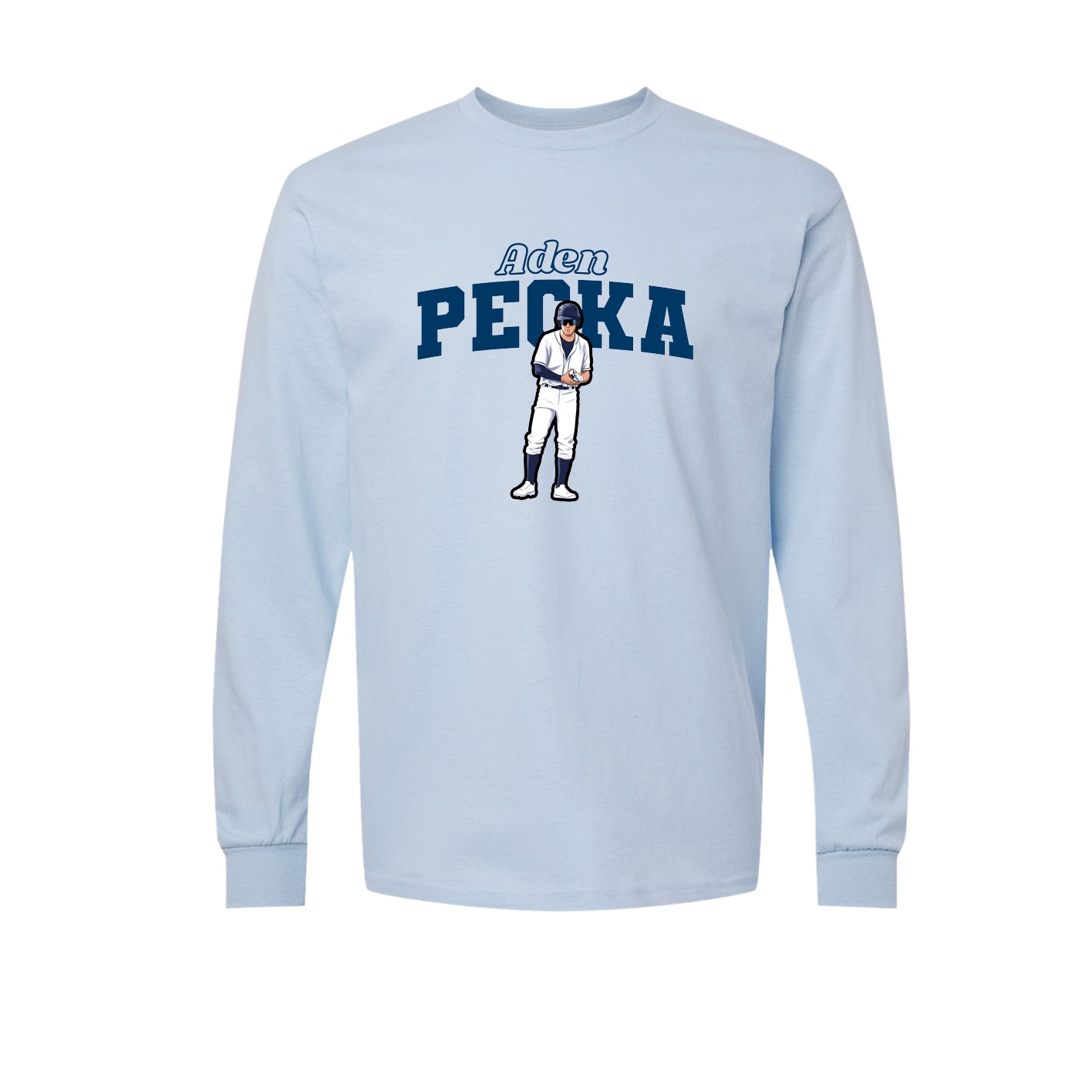 Long Sleeve Tee — Name Arch in Light Blue
