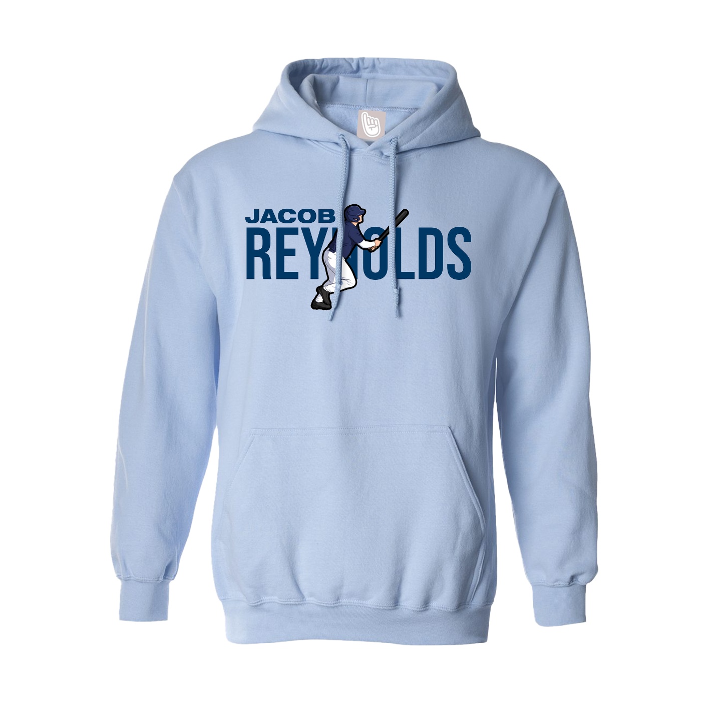 Hoodie — Player Name in Light Blue