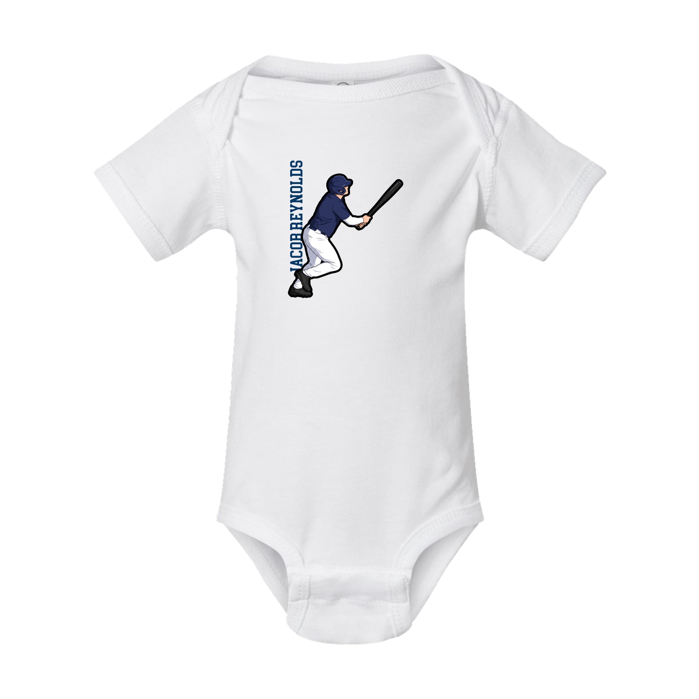 Baby Onesie — Name Vertical in White