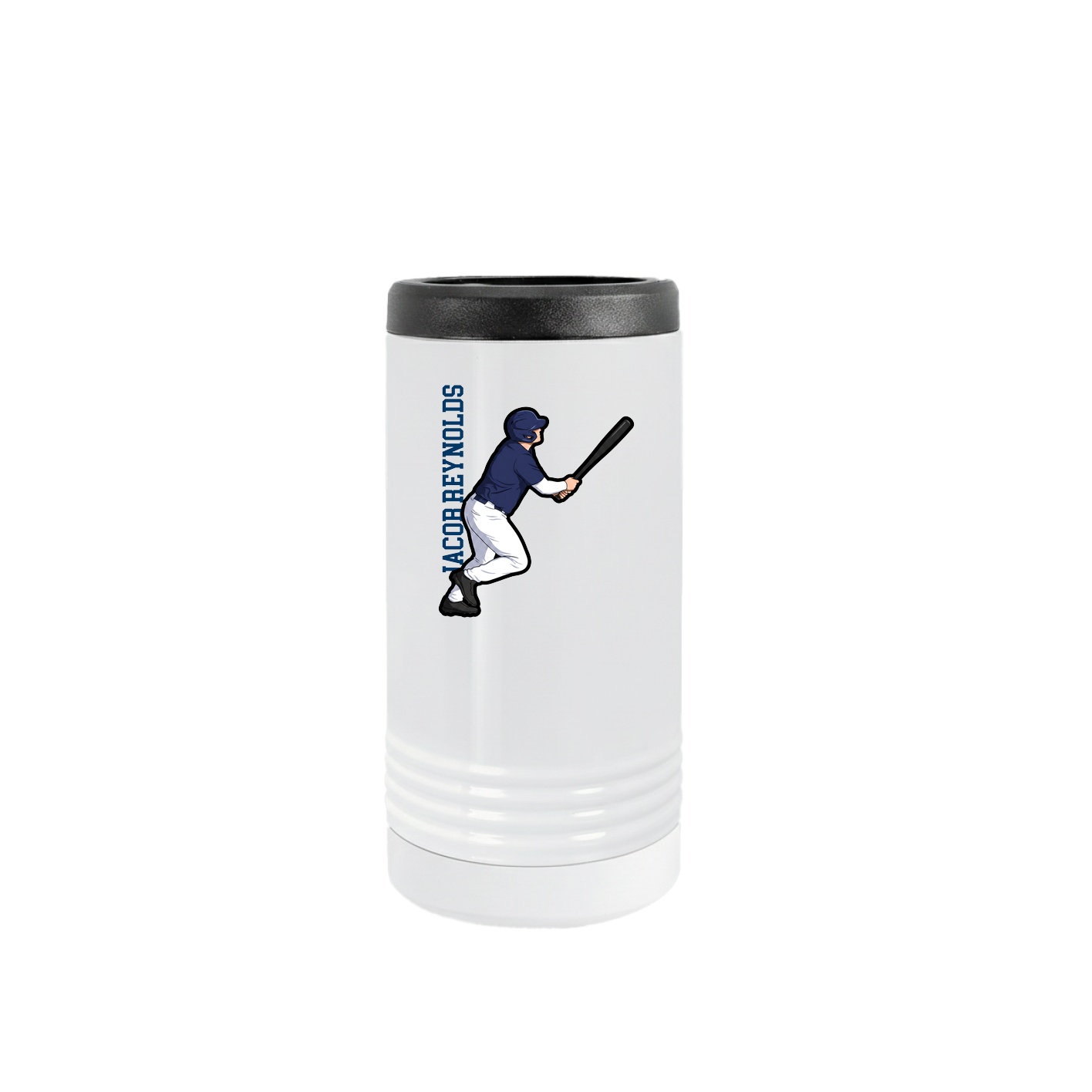 Slim Beverage Holder — Name Vertical in White