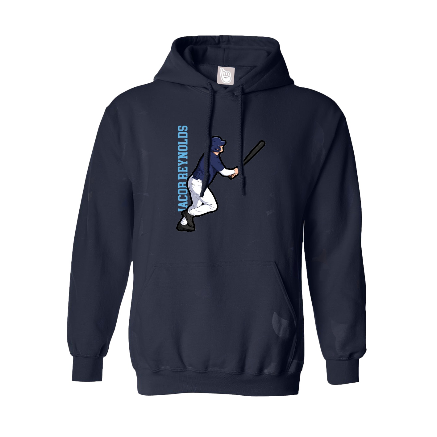 Hoodie — Name Vertical in Navy