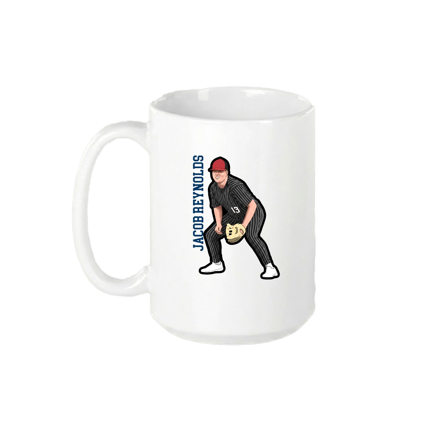 15oz Coffee Mug — Name Vertical in White