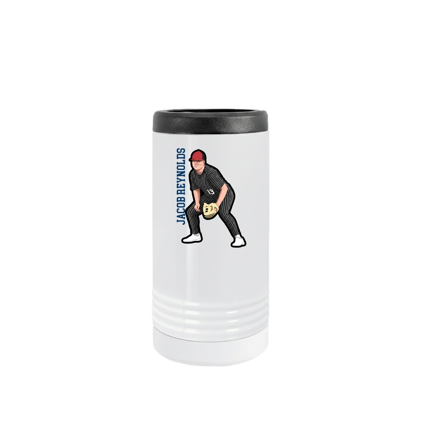 Slim Beverage Holder — Name Vertical in White