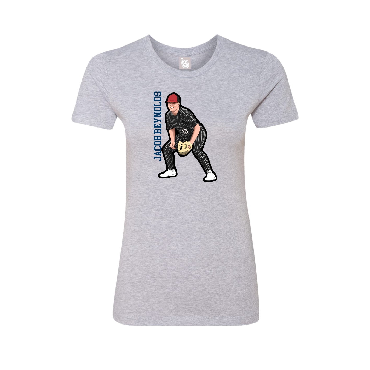 Fitted Women's Tee — Name Vertical in Grey