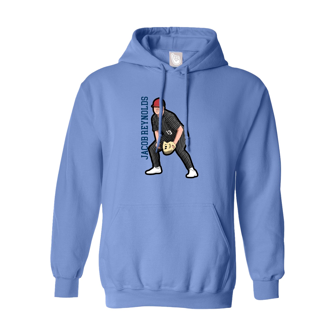 Youth Hoodie — Name Vertical in Powder Blue