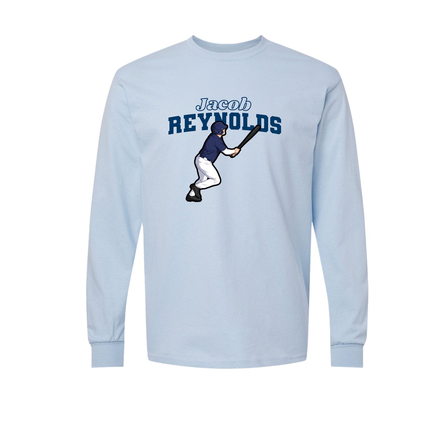Long Sleeve Tee — Name Arch in Light Blue