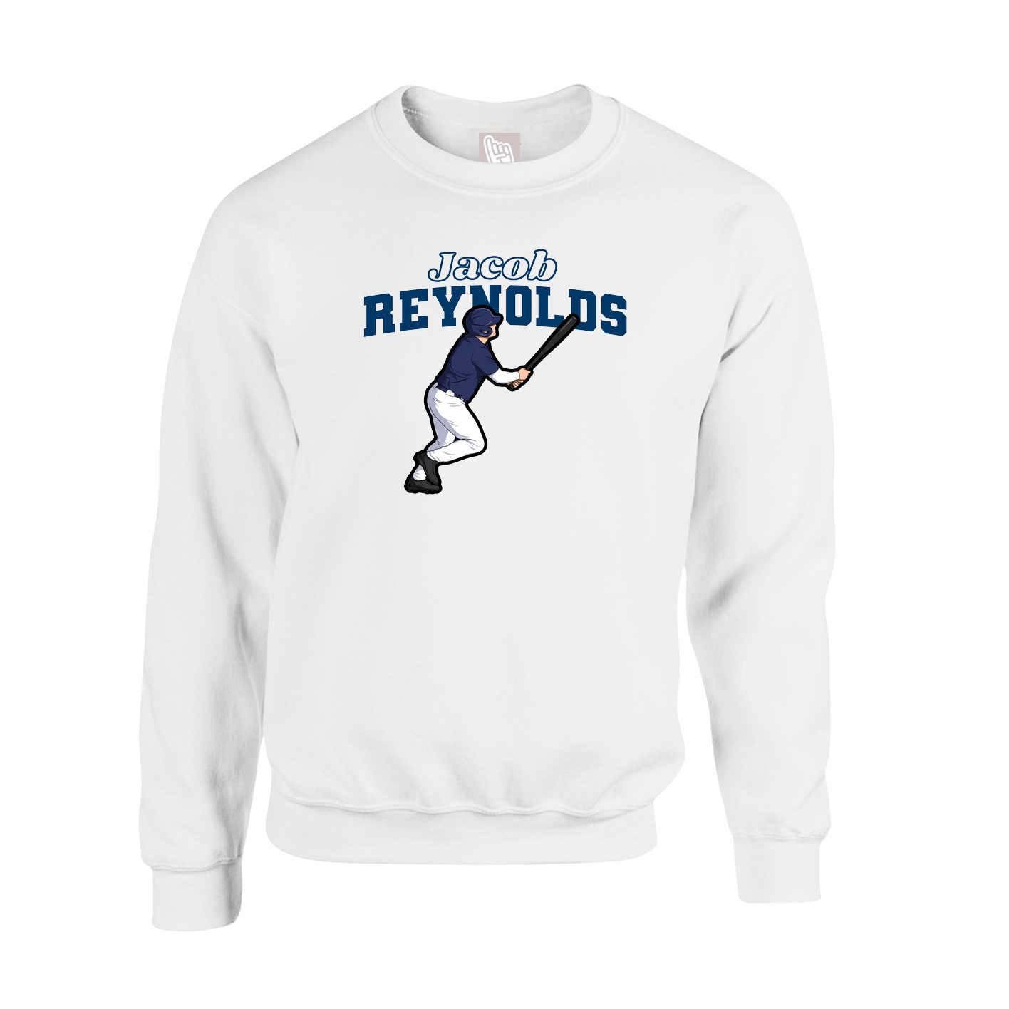 Fleece Crew — Name Arch in White