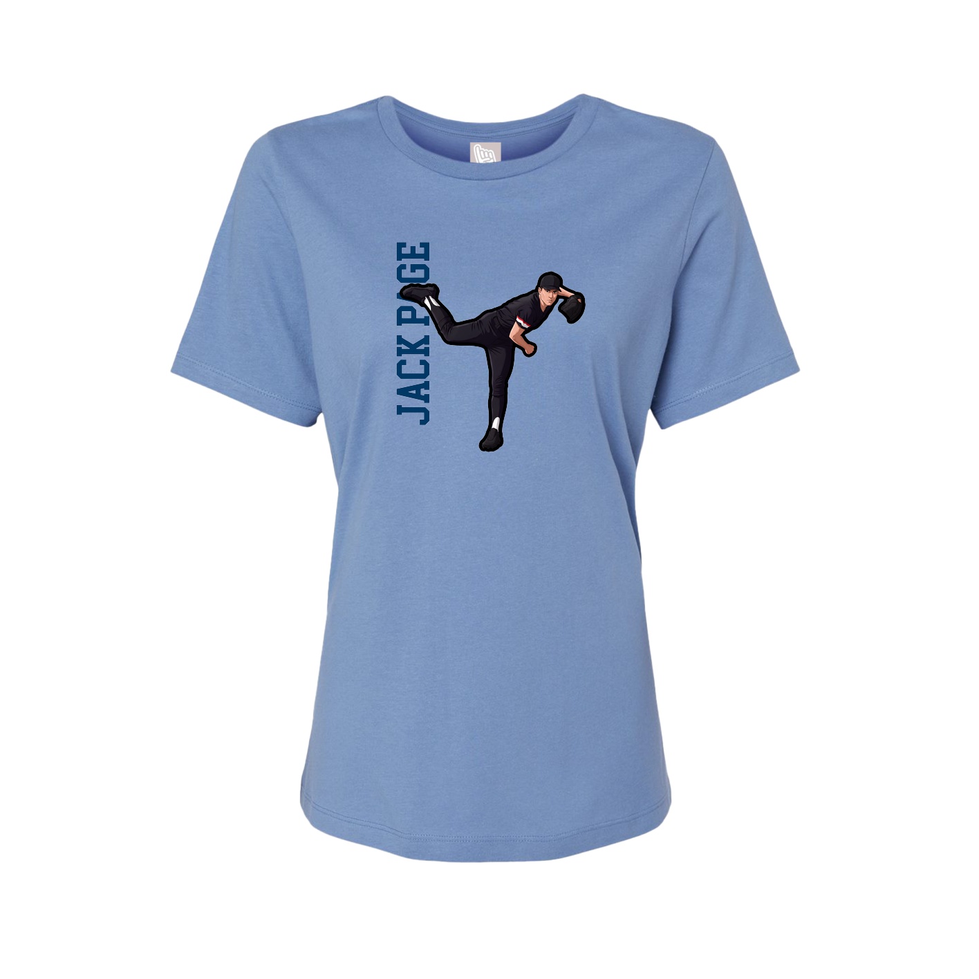 Fitted Women's Tee — Name Vertical in Powder Blue