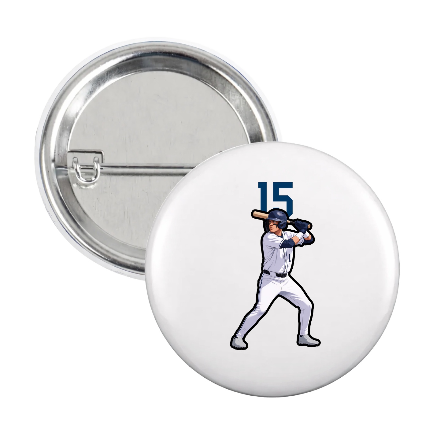 Game Day Button — Number Top in White