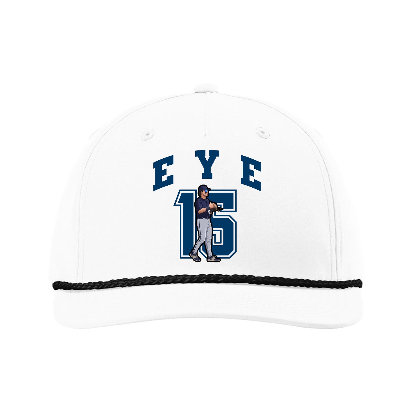 Five-Panel Classic Rope Cap — Number in White