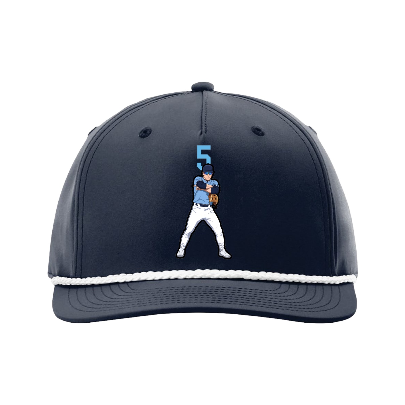 Five-Panel Classic Rope Cap — Number Top in Navy
