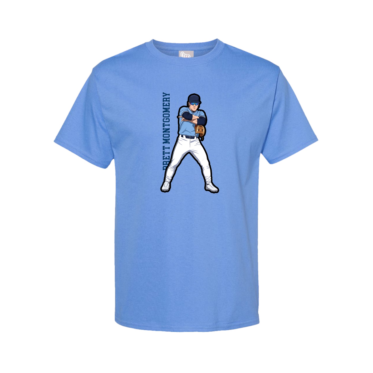 Tee — Name Vertical in Powder Blue