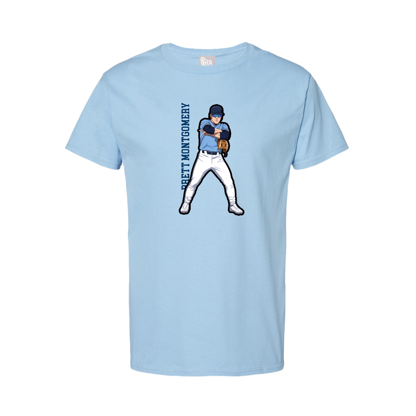 Youth Tee — Name Vertical in Light Blue