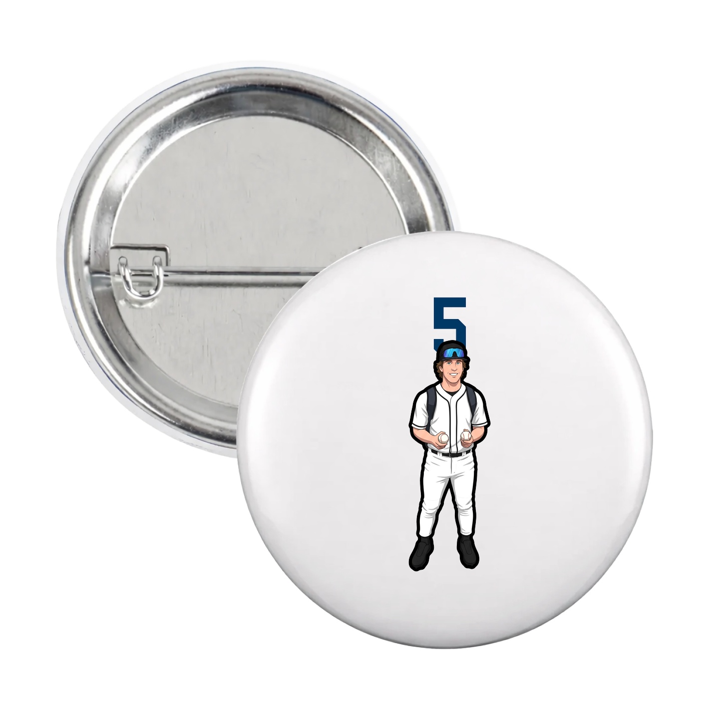 Game Day Button — Number Top in White