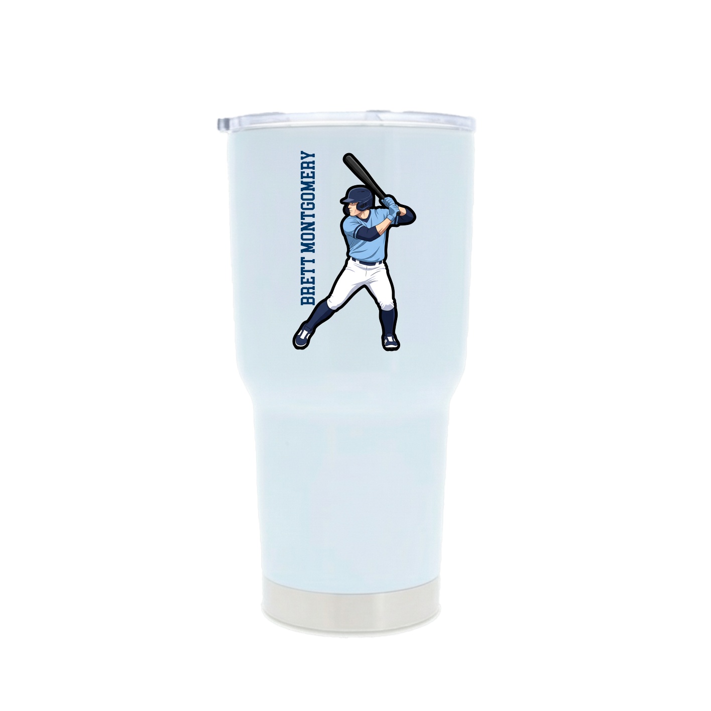 30oz Stainless Steel Tumbler — Name Vertical in White
