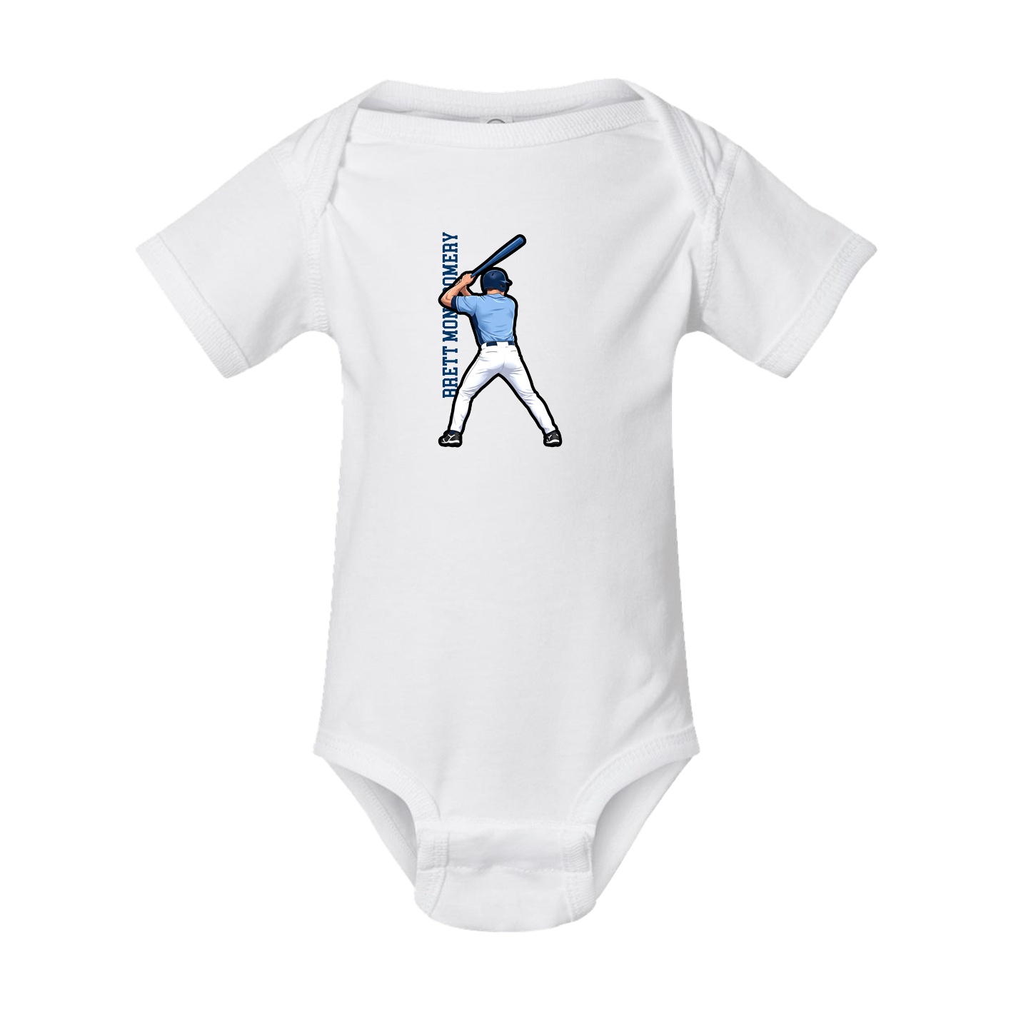 Baby Onesie — Name Vertical in White