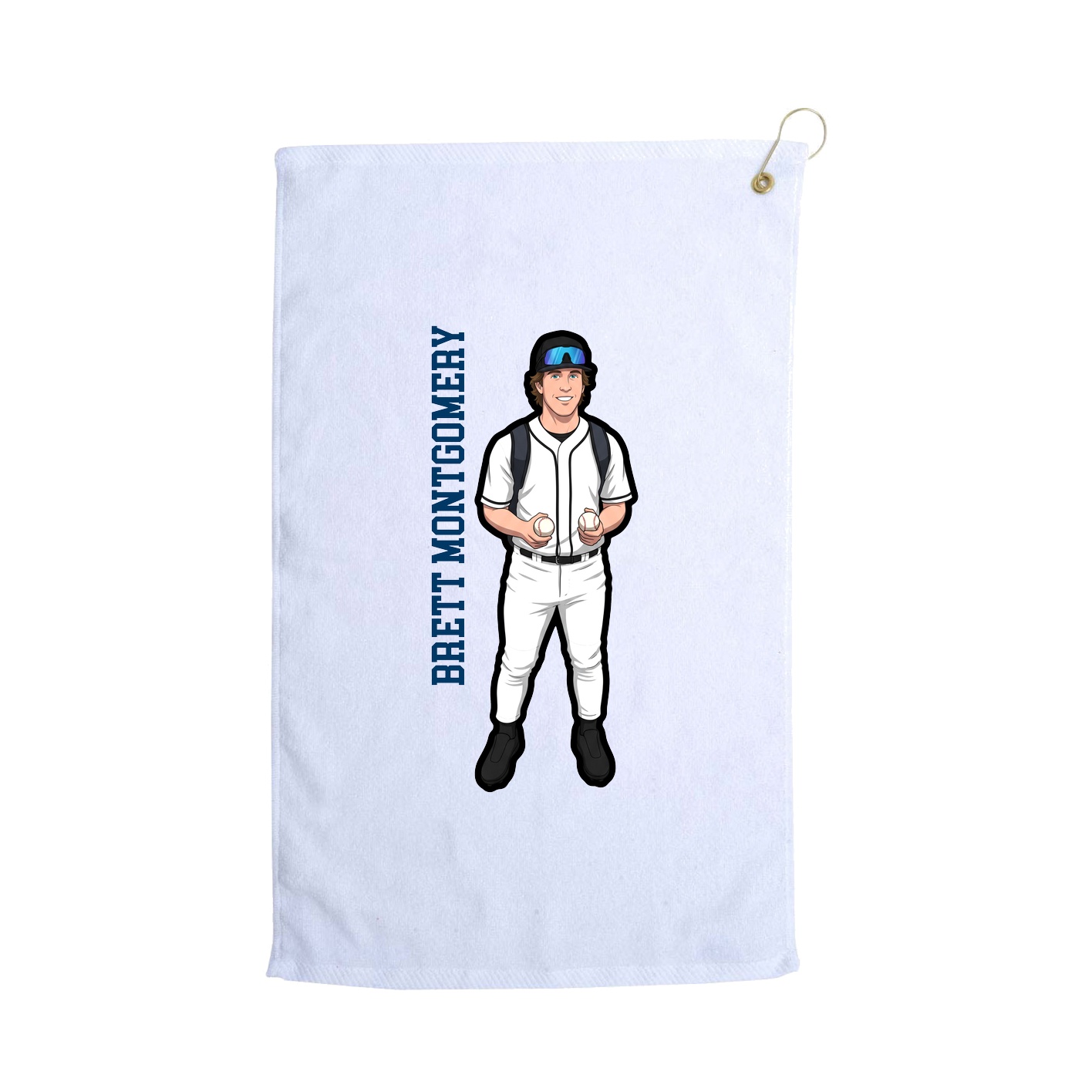 Golf Towel — Name Vertical in White