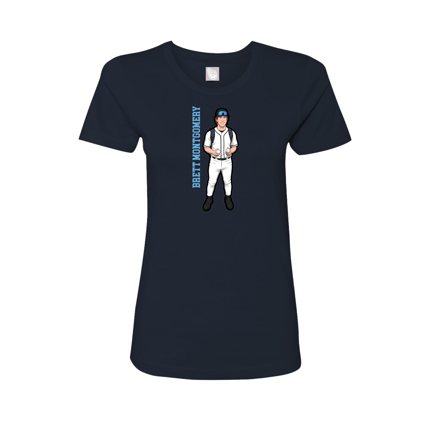 Fitted Women's Tee — Name Vertical in Navy