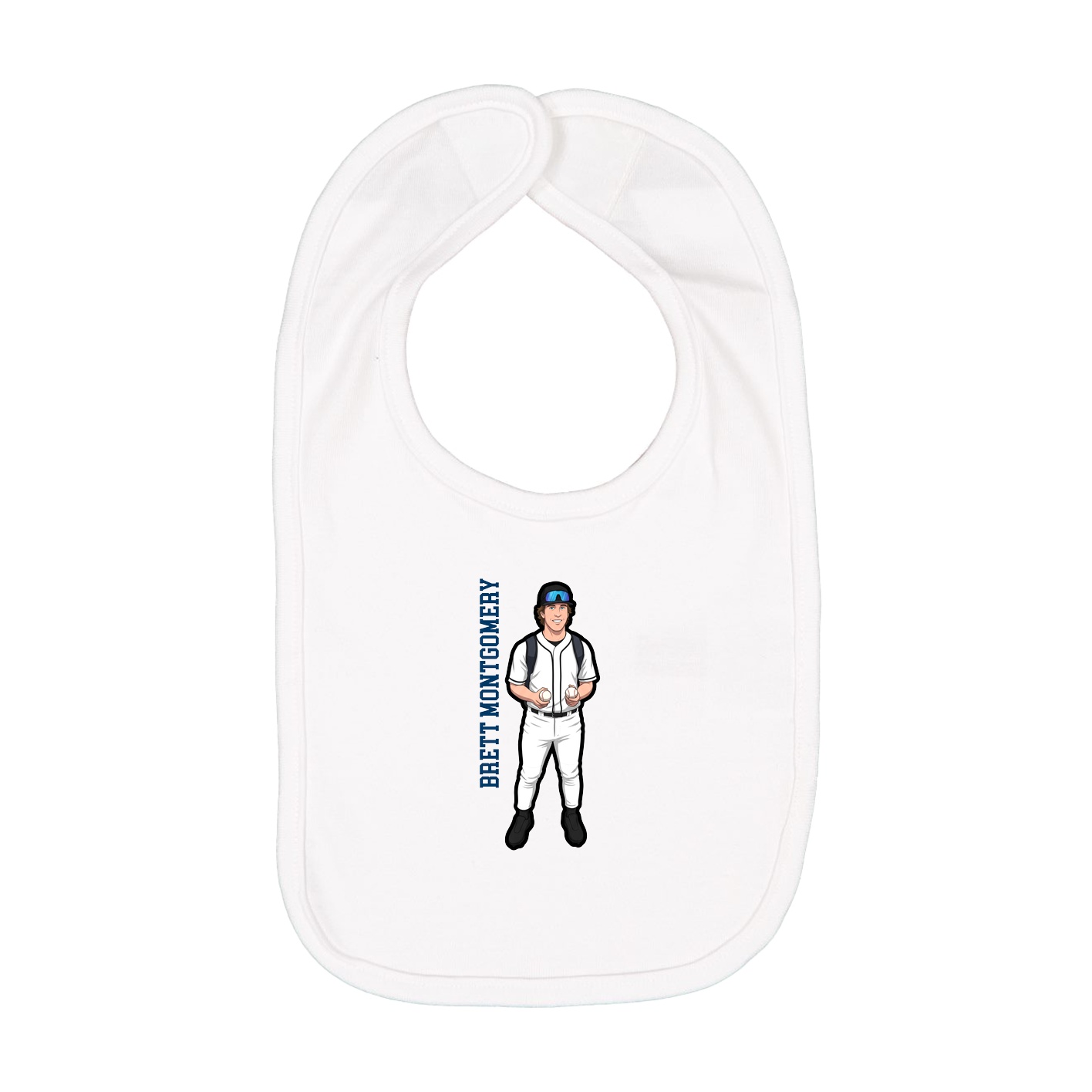 Infant Bib — Name Vertical in White
