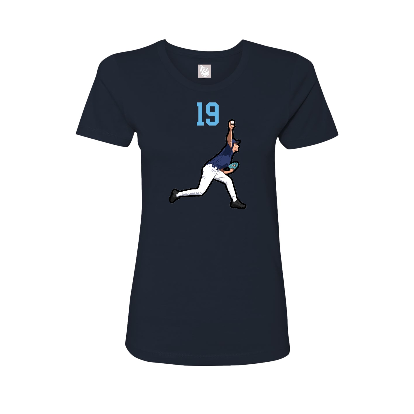 Fitted Women's Tee — Number Top in Navy