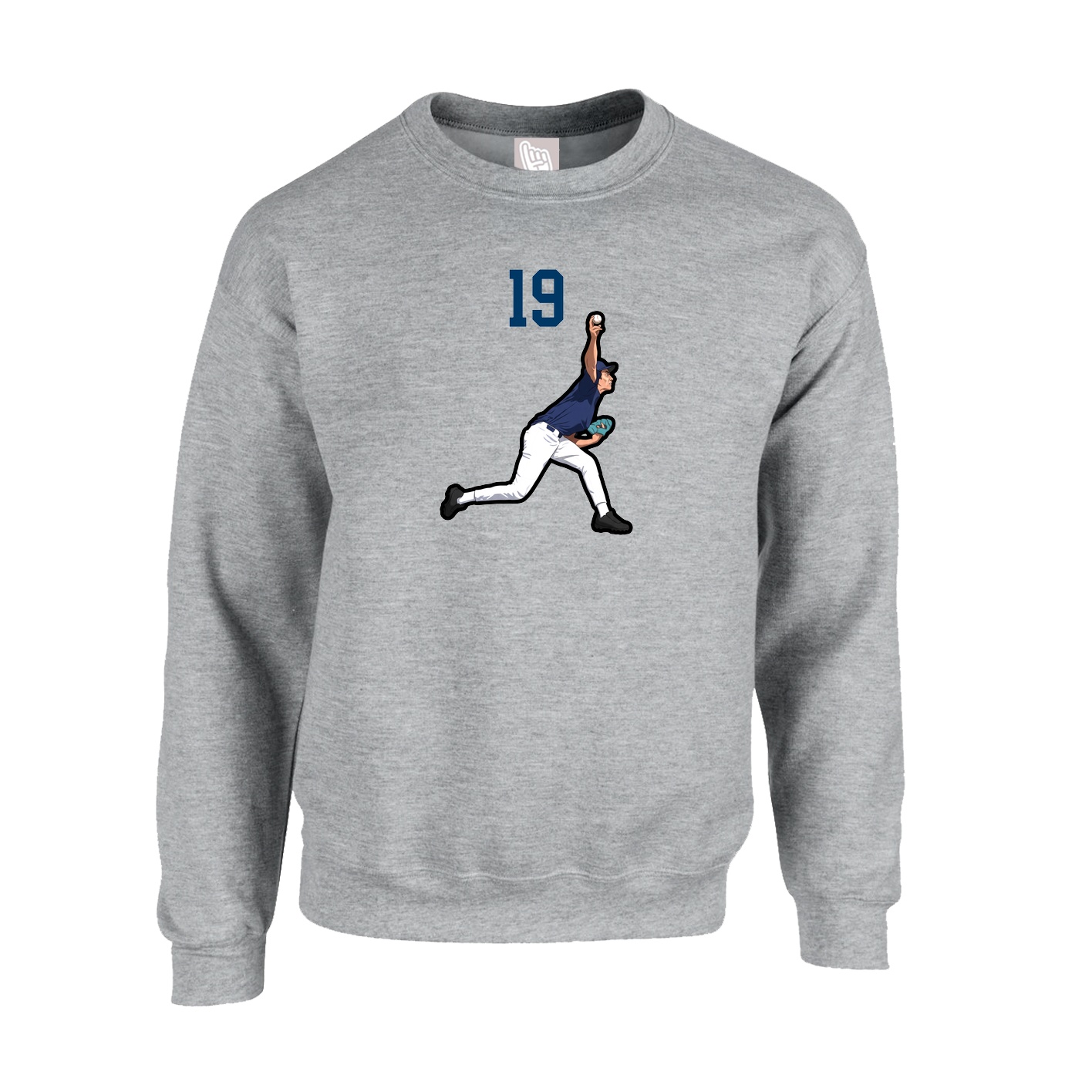 Fleece Crew — Number Top in Grey