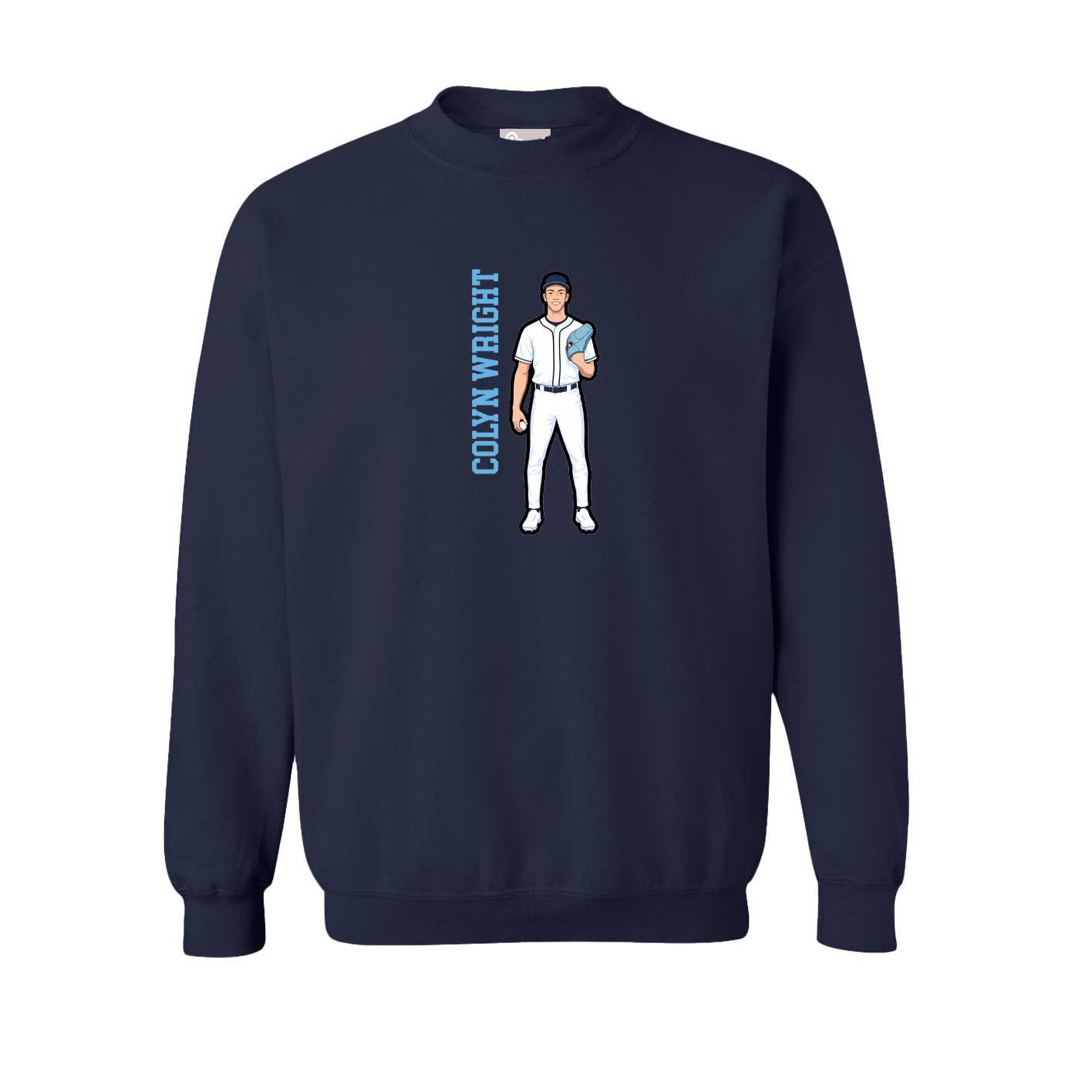 Fleece Crew — Name Vertical in Navy