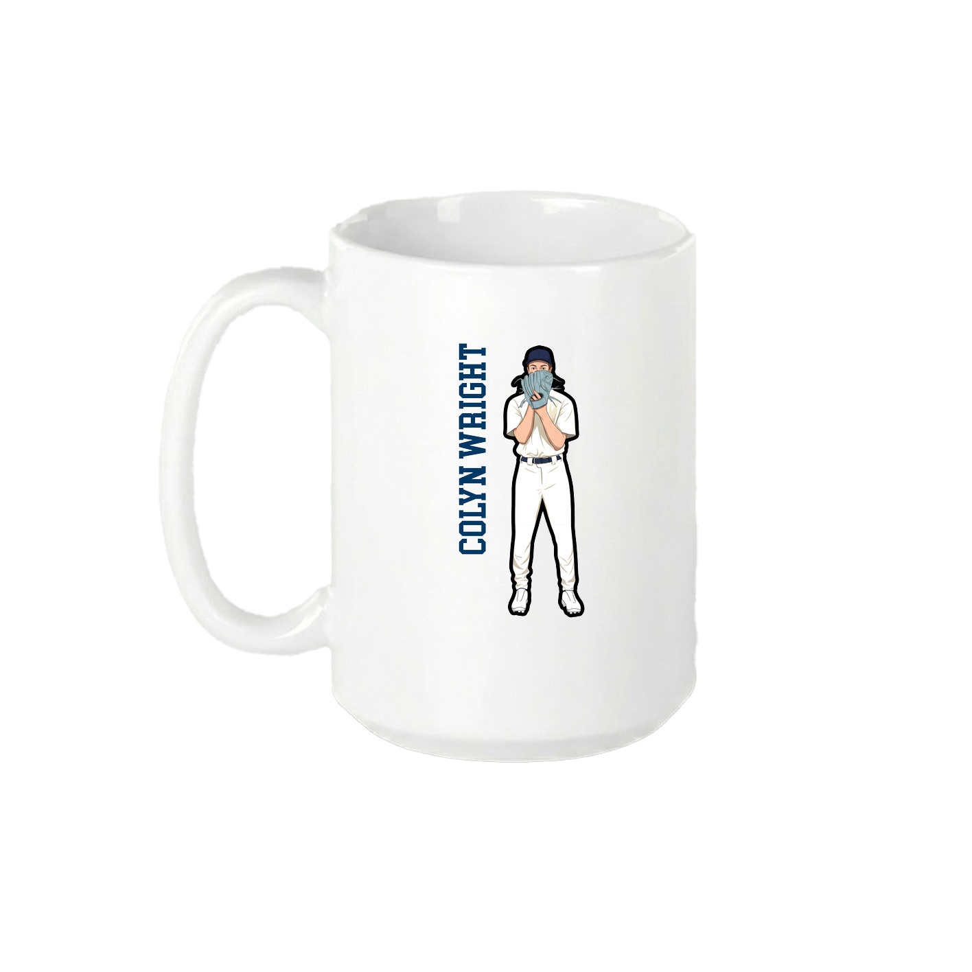 15oz Coffee Mug — Name Vertical in White