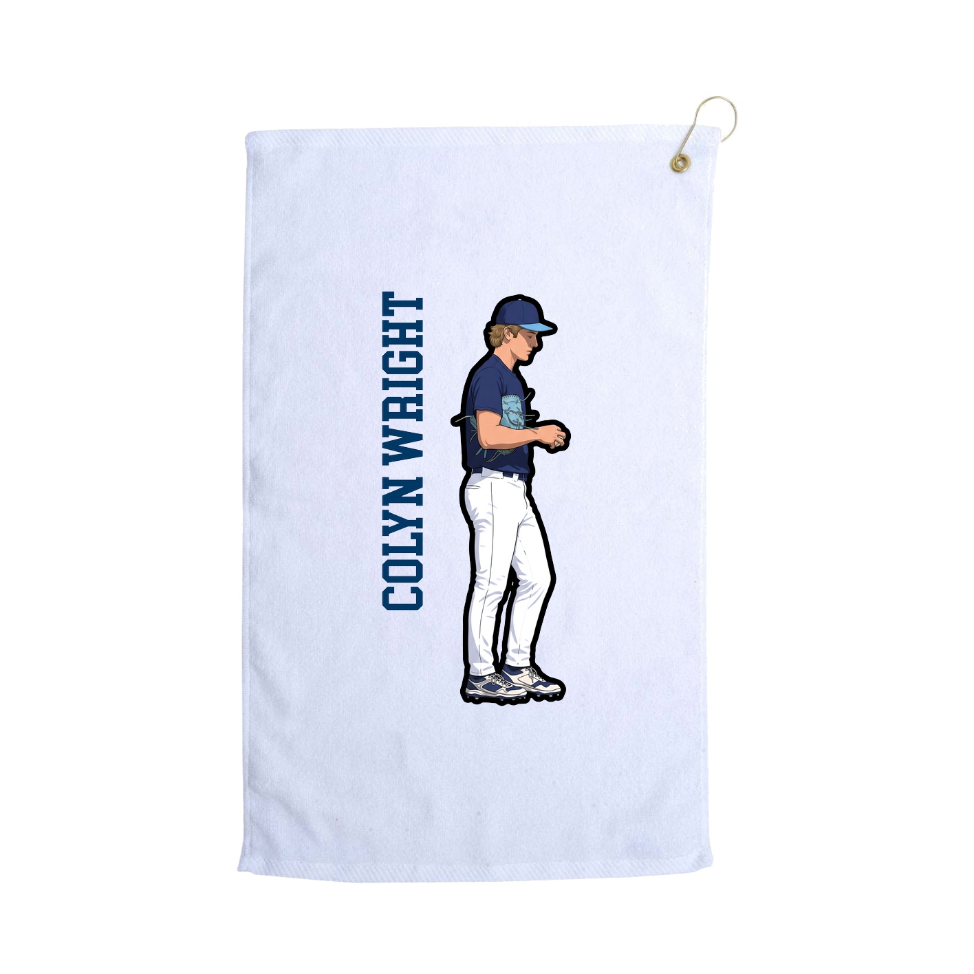 Golf Towel — Name Vertical in White