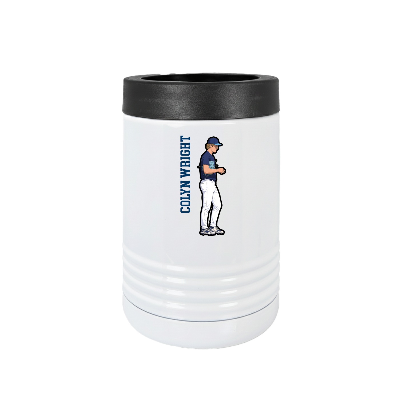 Beverage Holder — Name Vertical in White