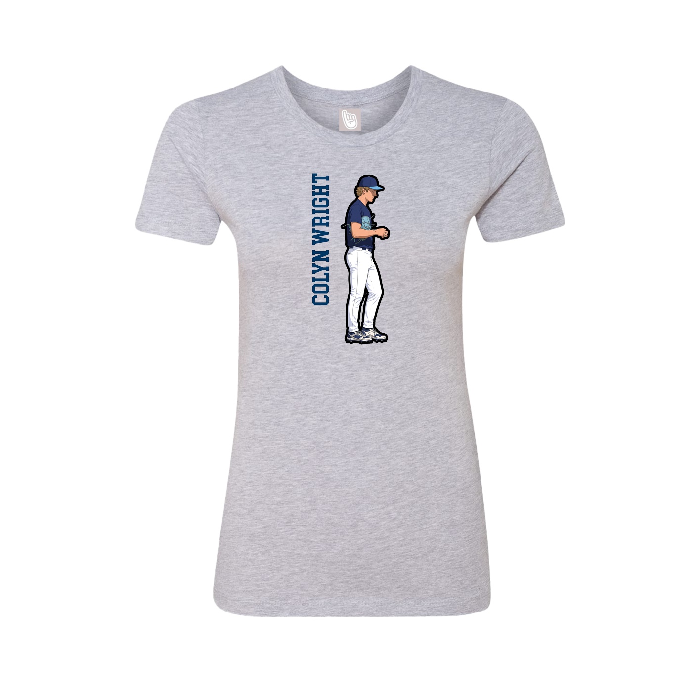 Fitted Women's Tee — Name Vertical in Grey
