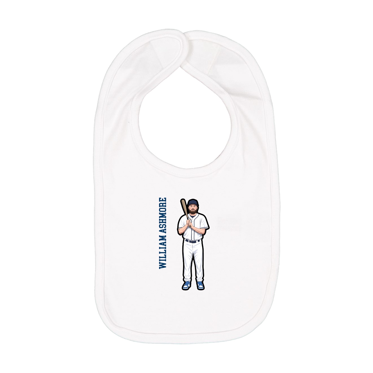 Infant Bib — Name Vertical in White