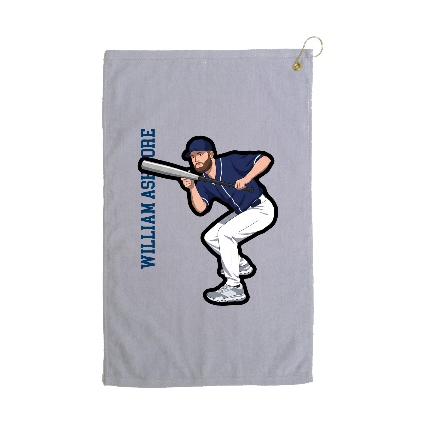 Golf Towel — Name Vertical in Grey