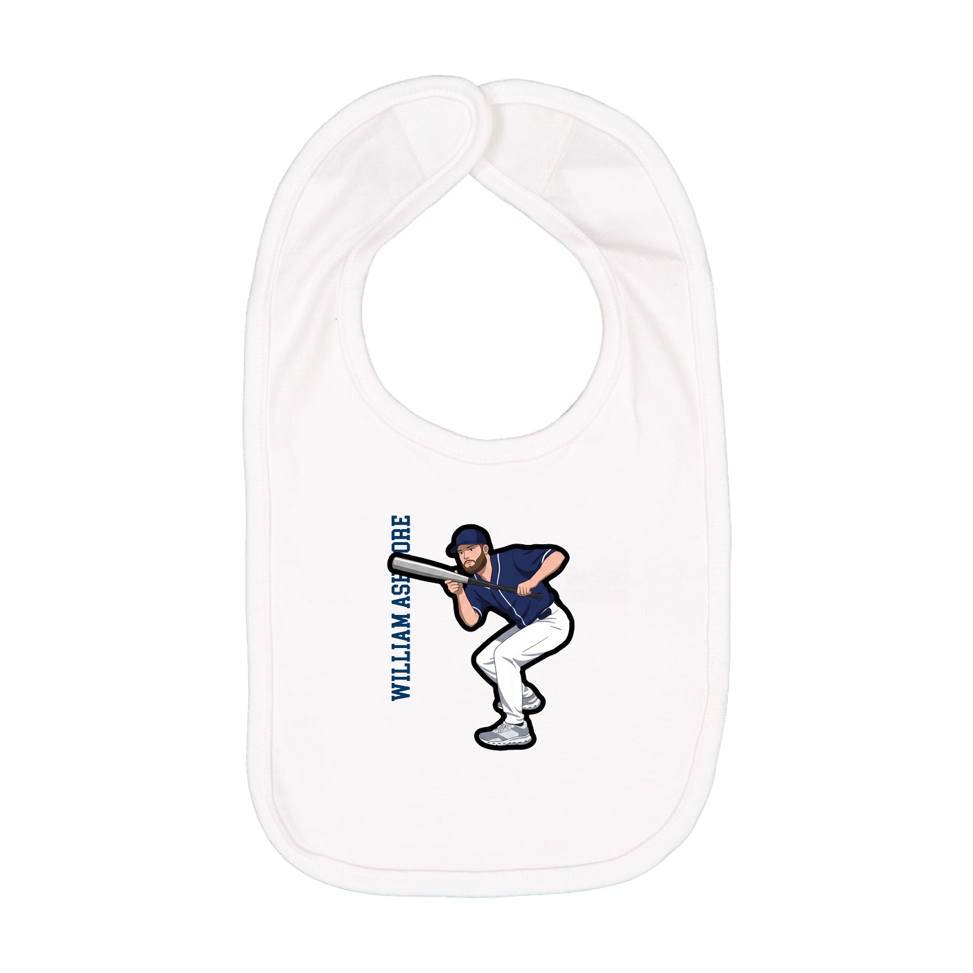 Infant Bib — Name Vertical in White