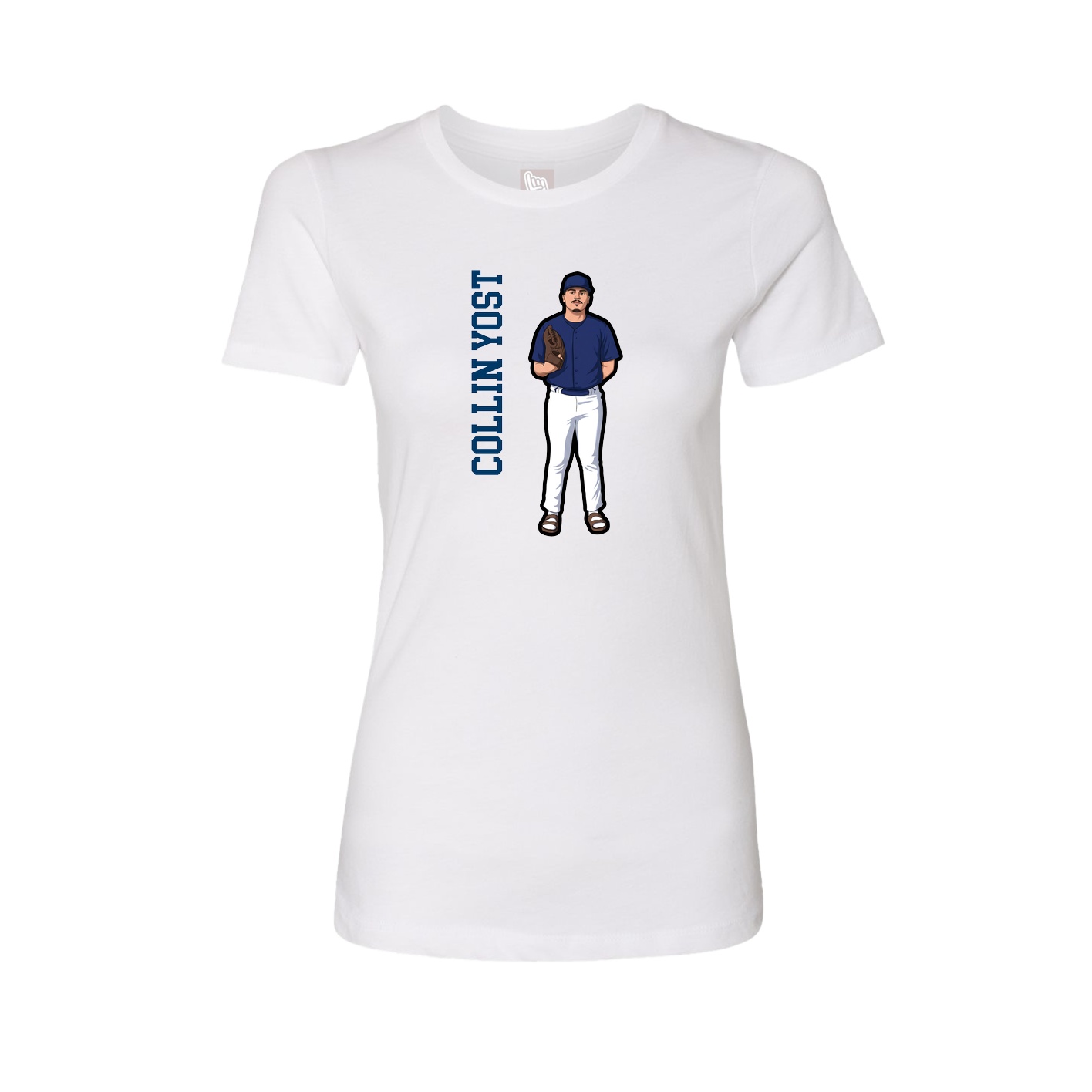 Fitted Women's Tee — Name Vertical in White