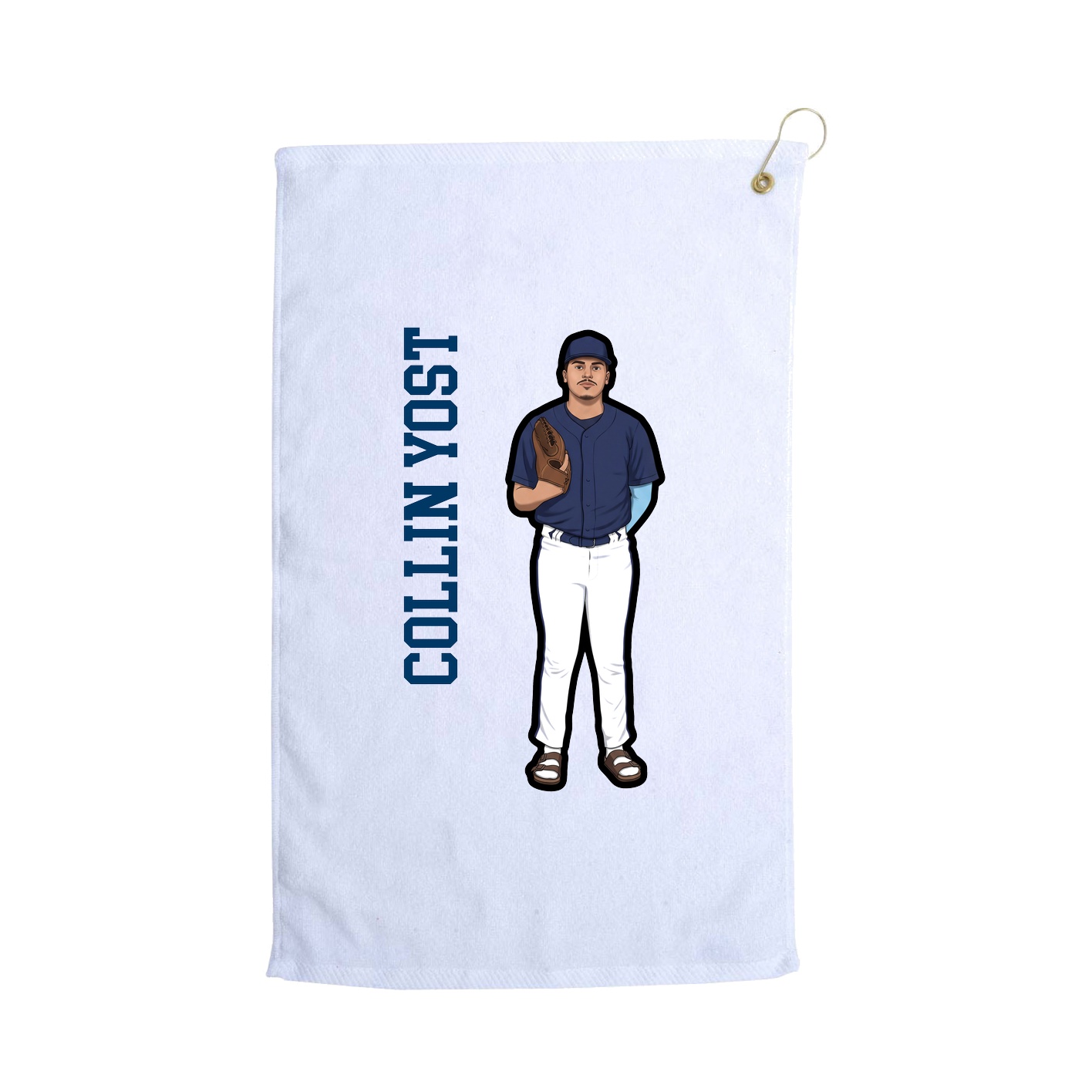 Golf Towel — Name Vertical in White