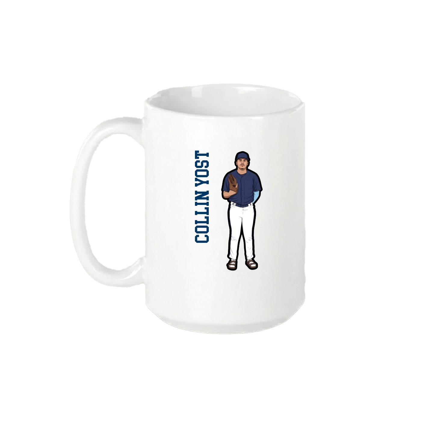 15oz Coffee Mug — Name Vertical in White