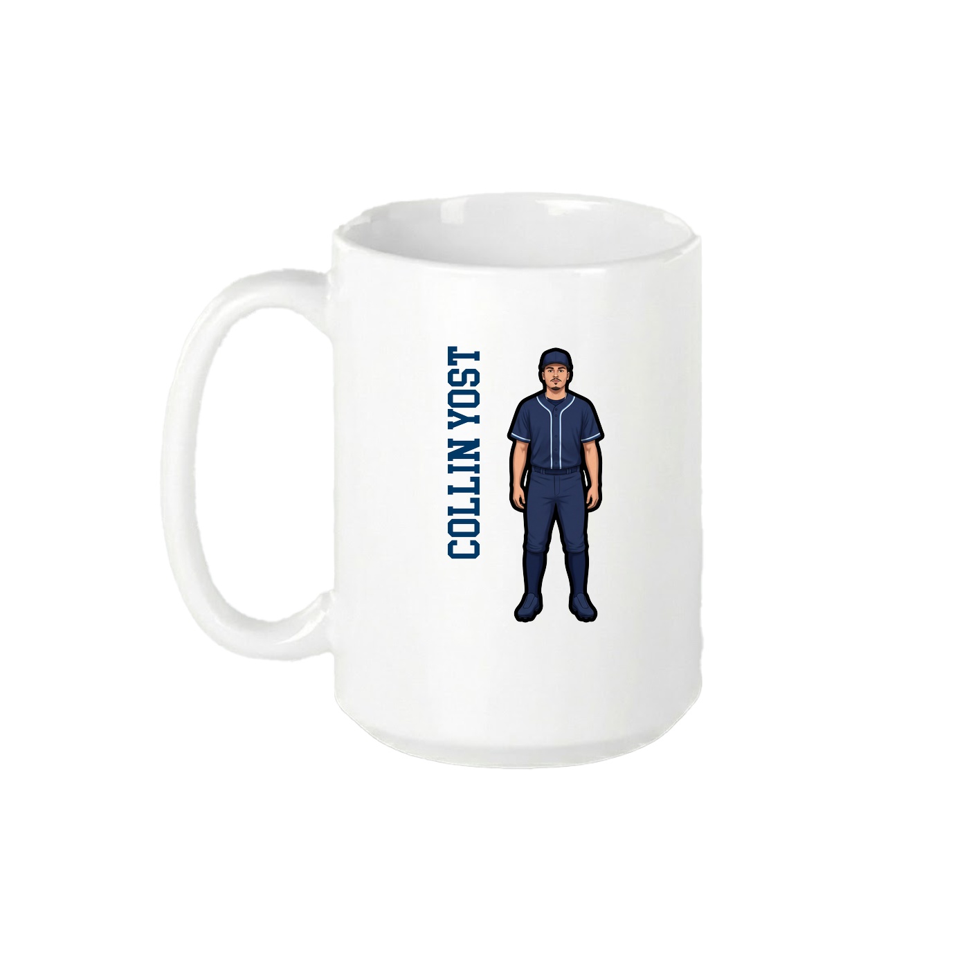 15oz Coffee Mug — Name Vertical in White