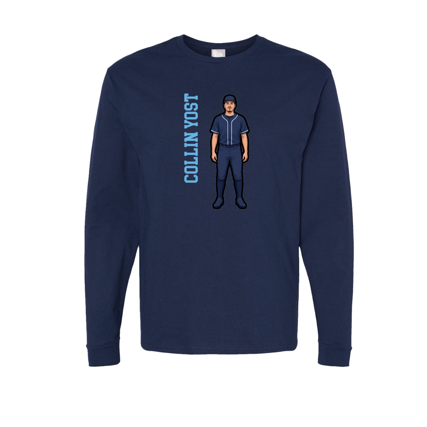 Long Sleeve Tee — Name Vertical in Navy