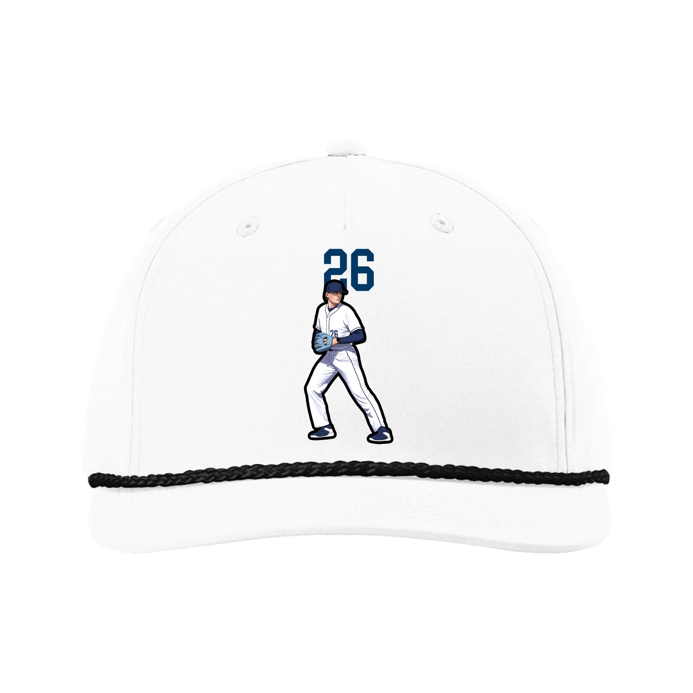 Five-Panel Classic Rope Cap — Number Top in White
