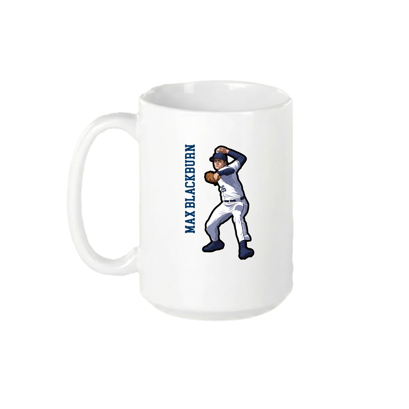 15oz Coffee Mug — Name Vertical in White