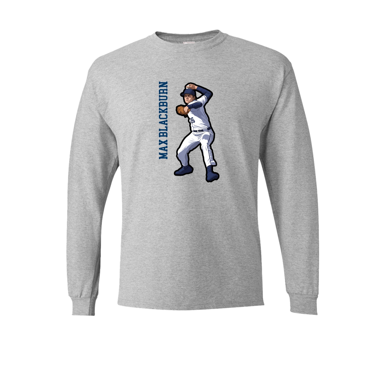 Long Sleeve Tee — Name Vertical in Grey