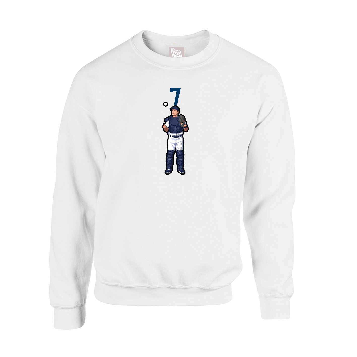 Fleece Crew — Number Top in White