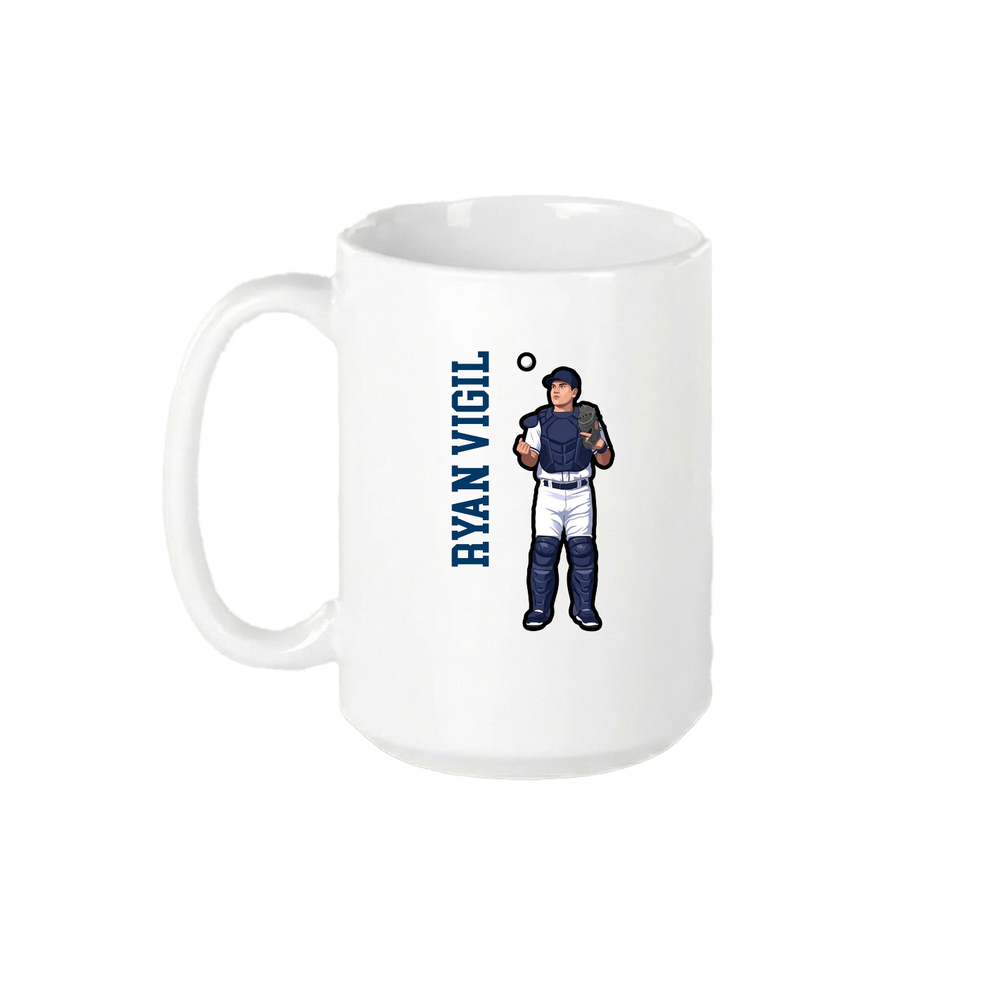 15oz Coffee Mug — Name Vertical in White