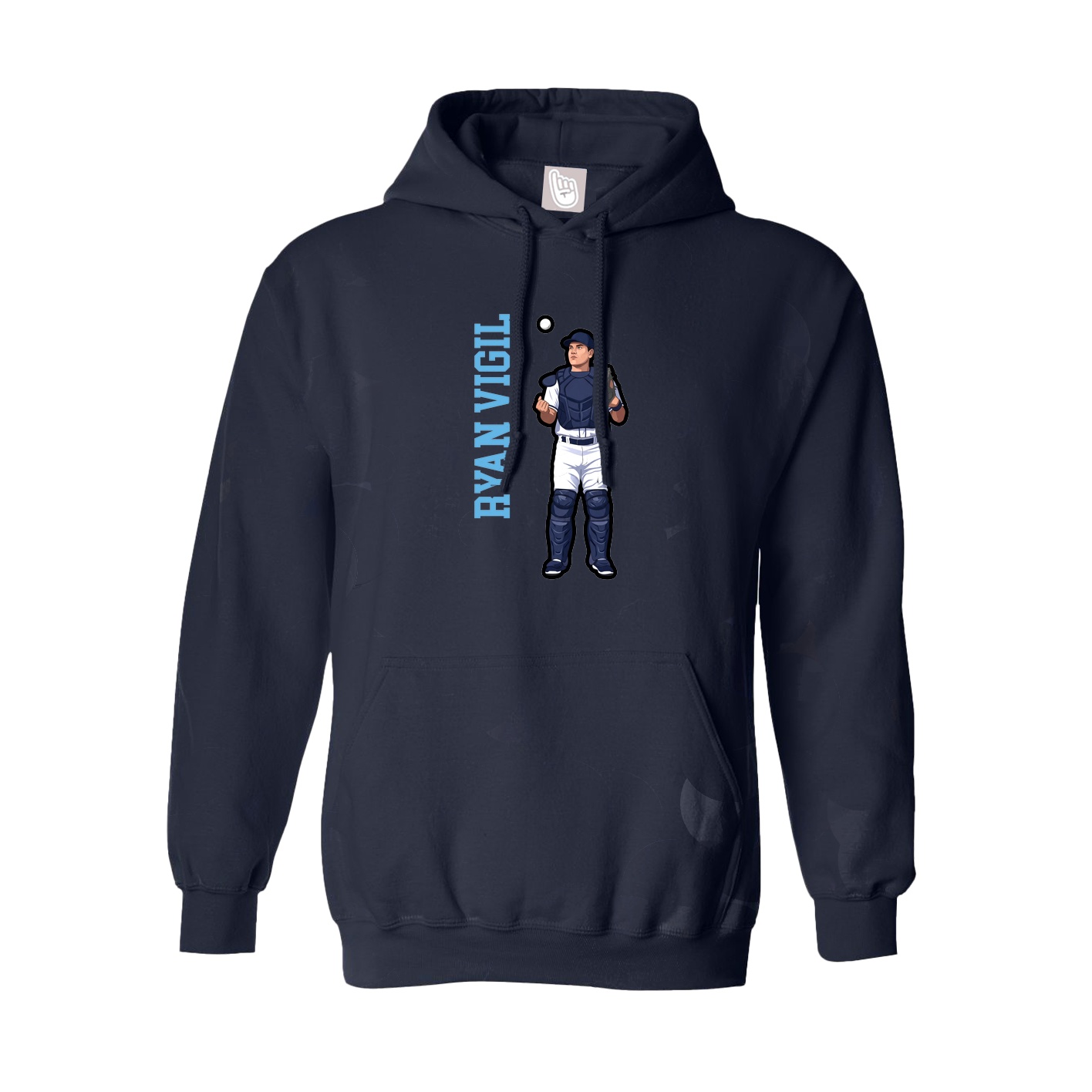 Youth Hoodie — Name Vertical in Navy