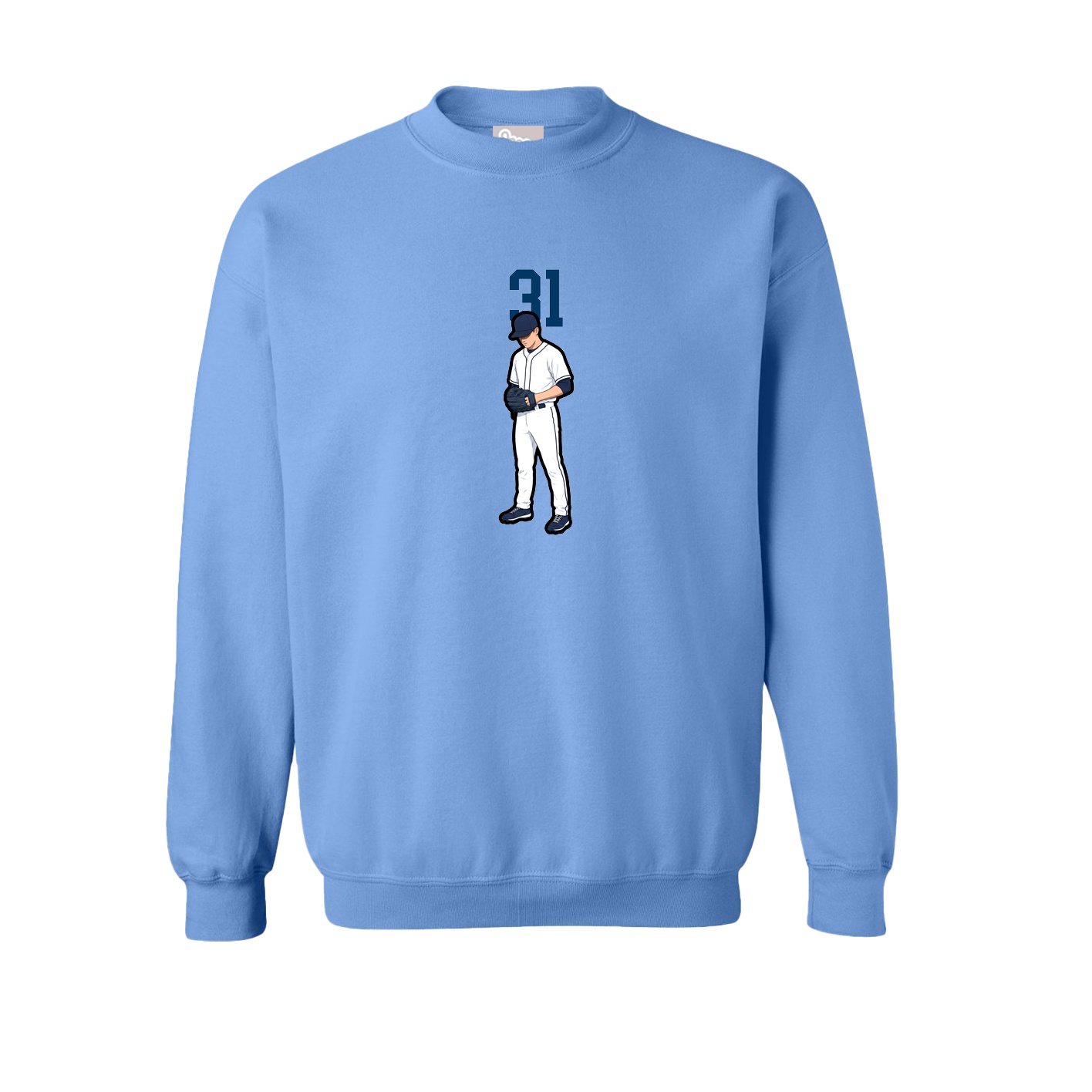 Fleece Crew — Number Top in Powder Blue